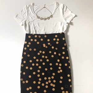 Lularoe Blue & Yellow Polkadot Pencil Skirt Small